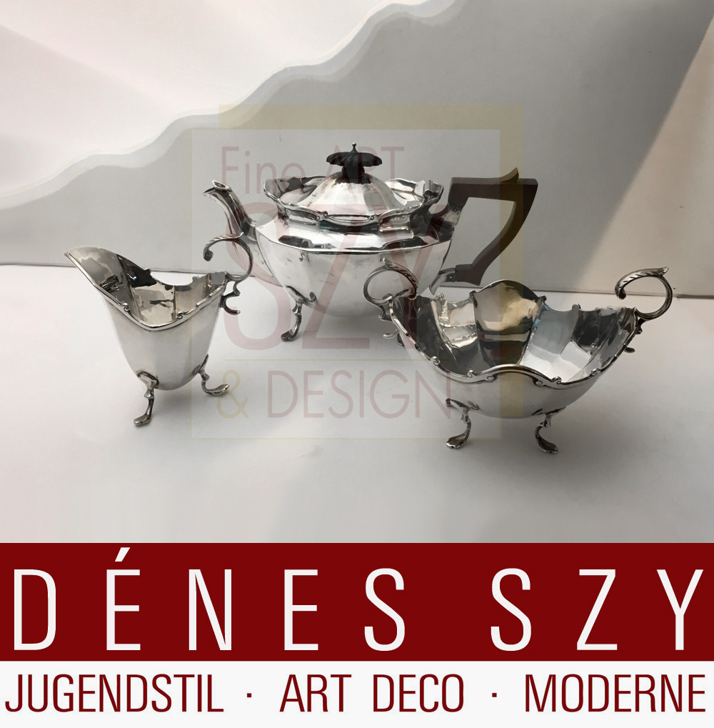 Teiera con crema e zuccheriera, Design ed esecuzione: Edward and Sons, Glasgow, Londra 1898, argento sterling 925