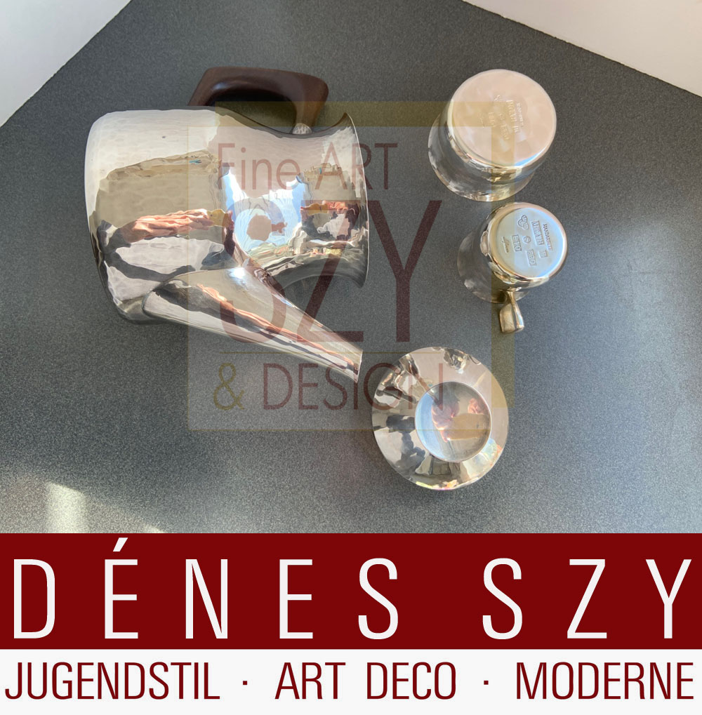 MGAB Svezia servizio da tè o caffè in argento 4 parti fatto a mano, Design / master: Eric Löfman degli anni '70, Esecuzione: MGAB, Markströms Guldsmeds AB, K G, Upsalla 1977-79, 830 argento
