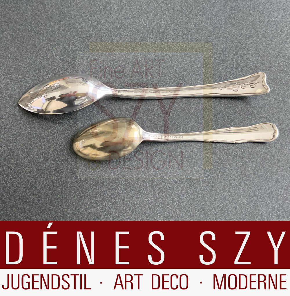 Cucchiaio pompelmo o cucchiaio gelato, tutto argento, Design: Charles Grosjean 1880, Esecuzione: Tiffany and Co. New York 1880-91, argento sterling, Modello Lap-over-Edge # 1880, cavalluccio marino