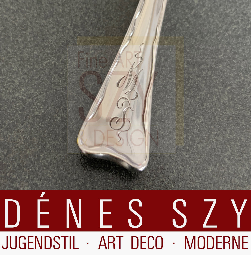 Cucchiaio pompelmo o cucchiaio gelato, tutto argento, Design: Charles Grosjean 1880, Esecuzione: Tiffany and Co. New York 1880-91, argento sterling, Modello Lap-over-Edge # 1880, cavalluccio marino