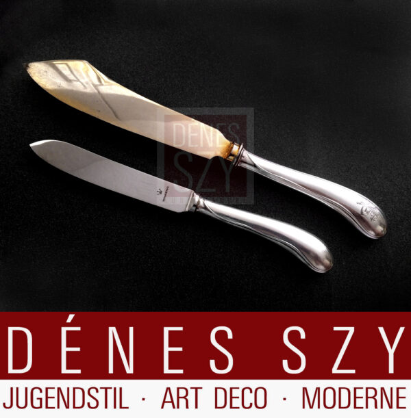 coltello da torta d’argento disegno di Heinrich Vogeler epoca liberty collezione tulipano