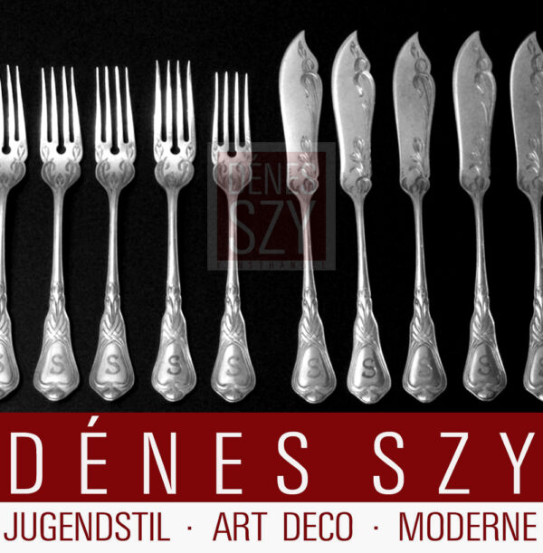 Heinrich Vogeler, Silber Herbstzeitlose Jugendstil Fisch Besteck