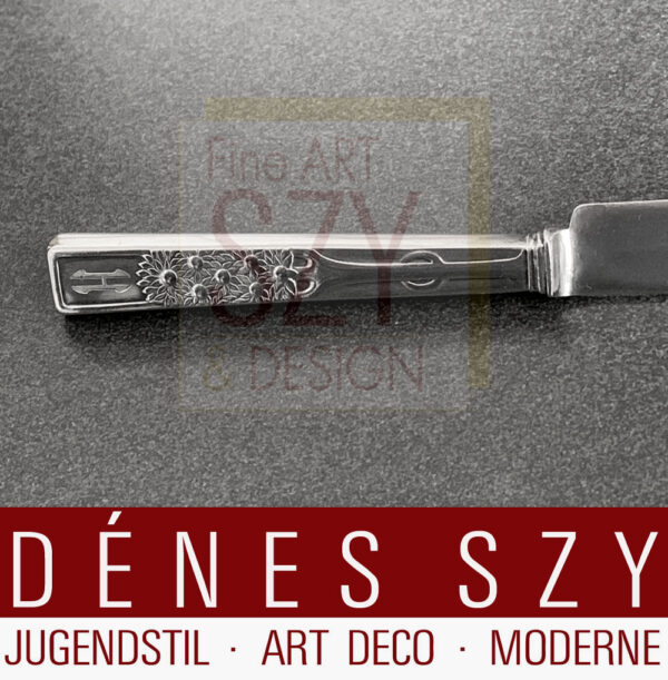 Coltello da frutta stile liberty in argento motivo margherite di Vogeler