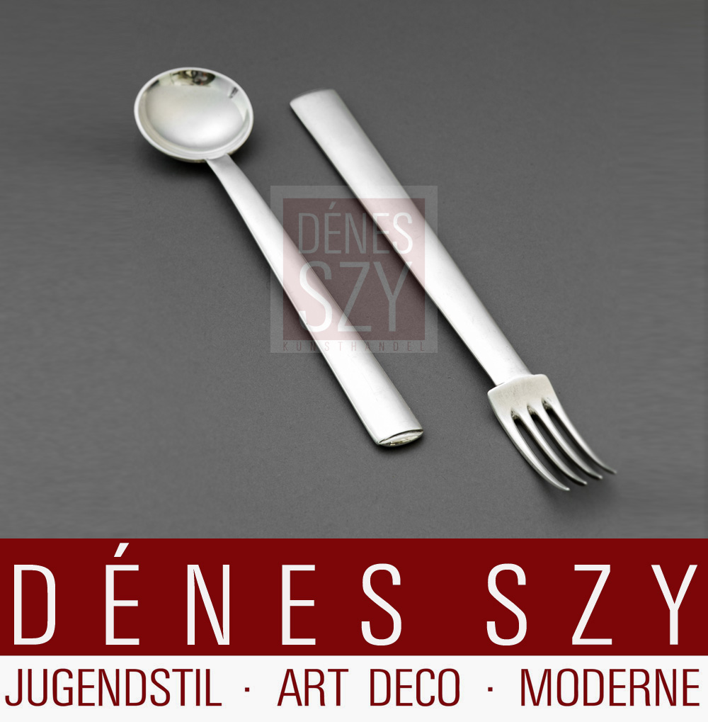 Josef Hoffmann Wiener Werkstätte Rundes Besteck Essgabel Alpaka