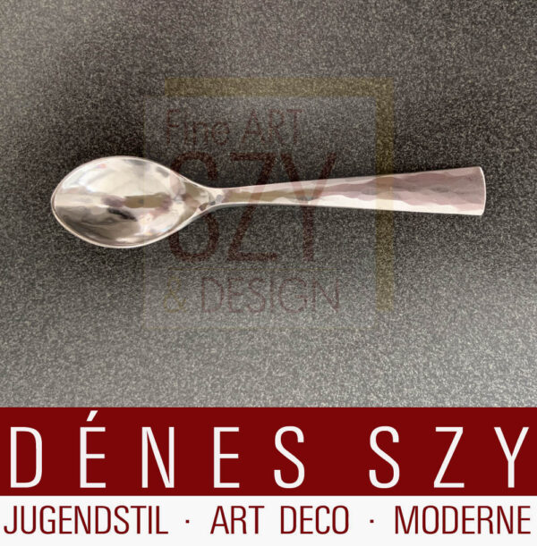 Posate moderne di design in argento Mid-Century, cucchiaino da caffè, Design ed esecuzione: Willi Stoll, Lipsia, Germania anni '50, argento 900, Fatto a mano