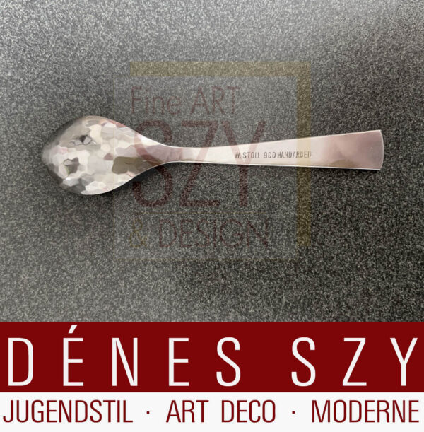 Posate moderne di design in argento Mid-Century, cucchiaino da caffè, Design ed esecuzione: Willi Stoll, Lipsia, Germania anni '50, argento 900, Fatto a mano
