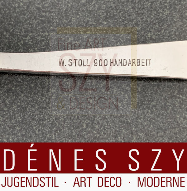 Posate moderne di design in argento Mid-Century, cucchiaino da caffè, Design ed esecuzione: Willi Stoll, Lipsia, Germania anni '50, argento 900, Fatto a mano