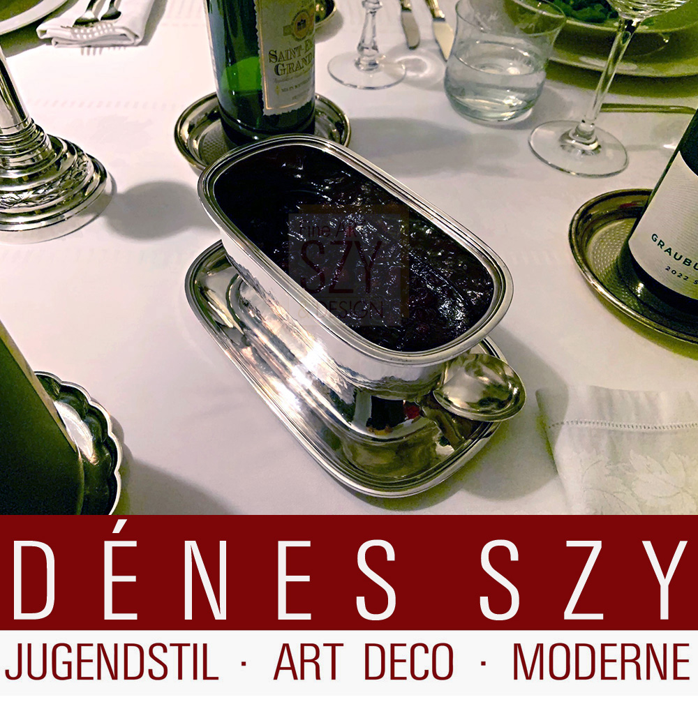 Wollenweber ca.1930, Münchener Paar Saucieren 900er Silber, Handarbeit