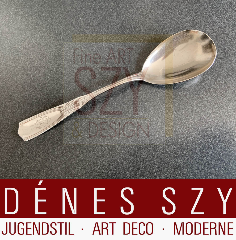 Cucchiaio da crema Art Nouveau, Modello n. 3051, Design: Carl Zeller, 1902 ca., Esecuzione: Peter Bruckmann e figli, fabbrica di argenteria, Heilbronn intorno al 1902/05, Germania, argento 800