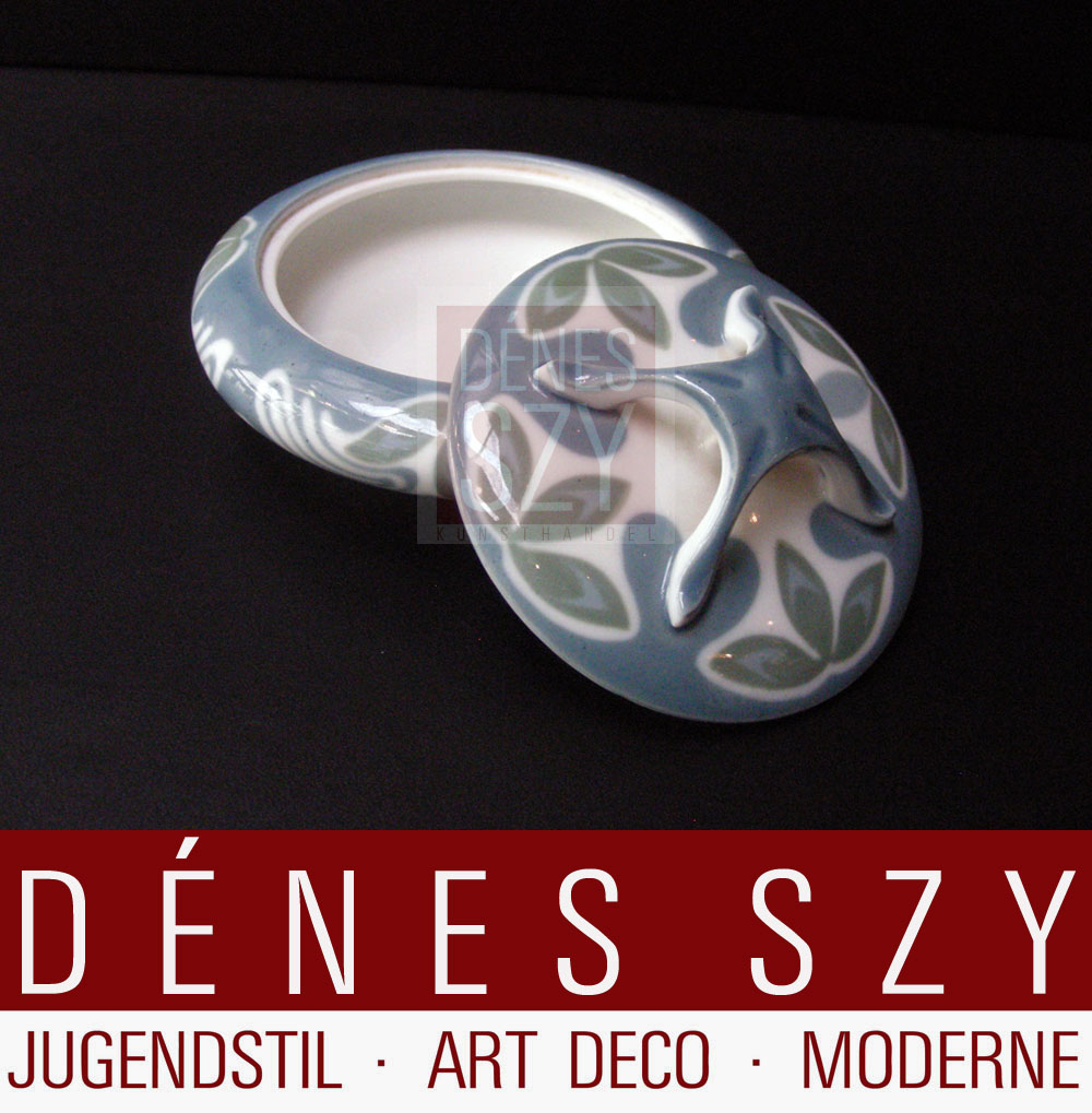 MEISSEN art nouveau en porcelaine, motif trèfle, boîte à sucre par T. Grust