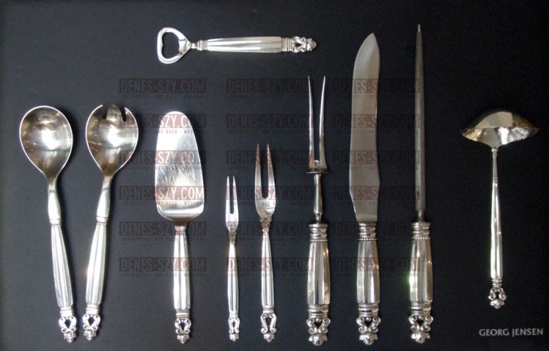 Georg Jensen SILBER BESTECK, Muster KÖNIG, Wetzstahl
