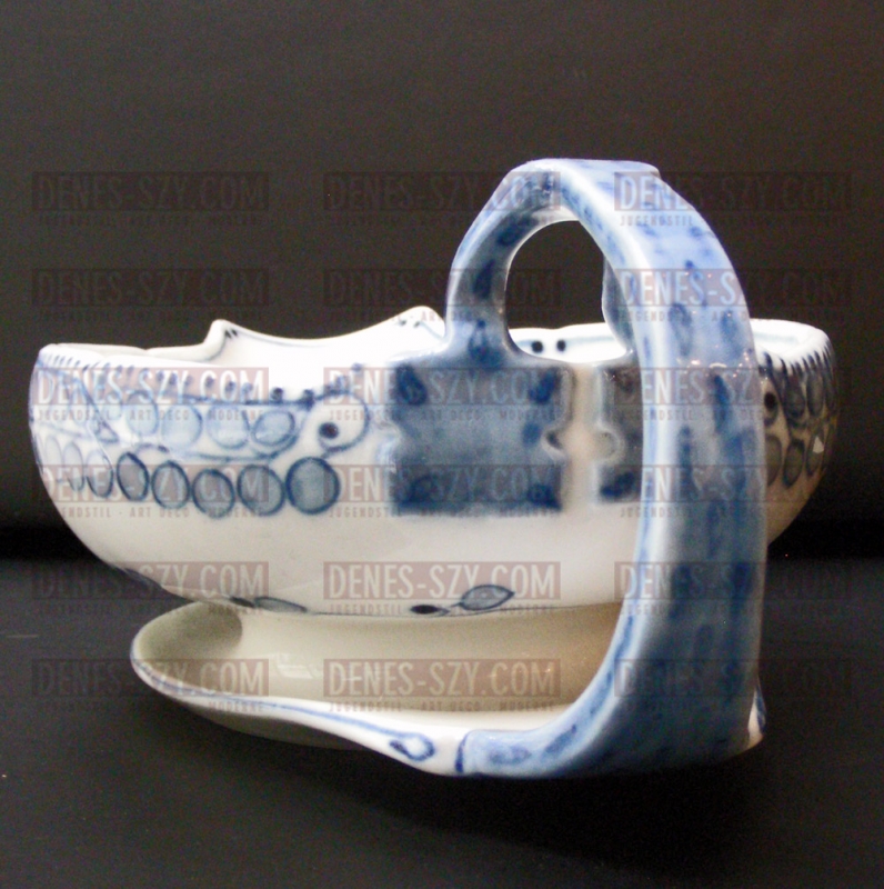 porcellana liberty di Meissen: Salsiera modello pannocchia blu di Richard Riemerschmid