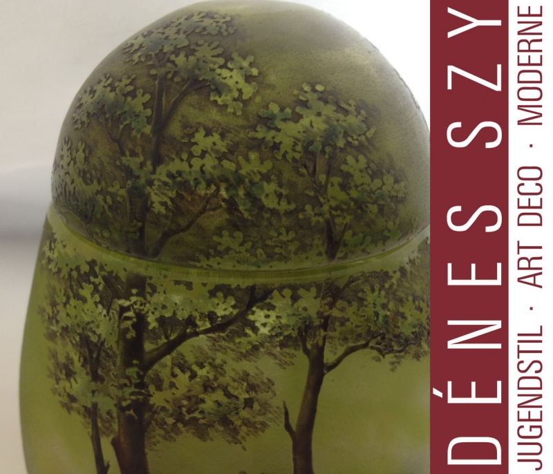 Daum Nancy French Art Nouveau Egg Shaped box, summer scene