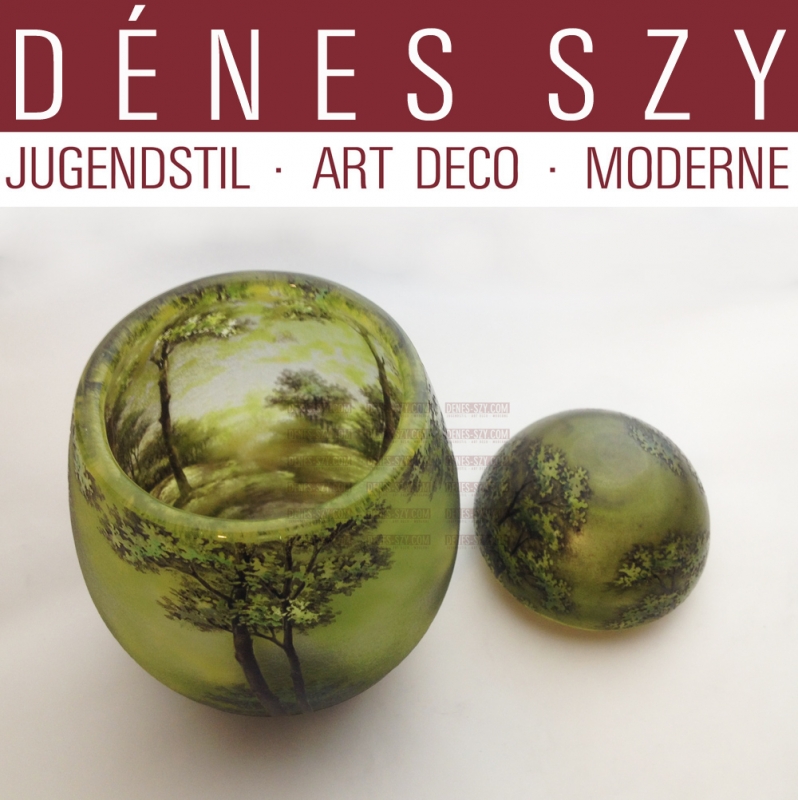 Daum Nancy French Art Nouveau Egg Shaped box, summer scene