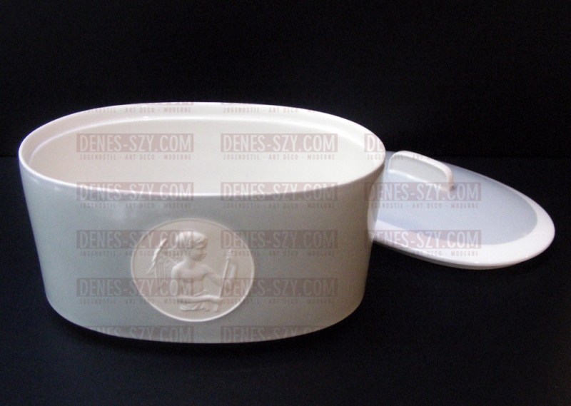 Boîte à biscuits du service moka 'AMOR', KPM Berlin porcelaine service Arkadia gris, Design: Trude Petri et Siegmund Schütz 1952, Exécution: KPM Berlin vers 1952-1960, Allemagne