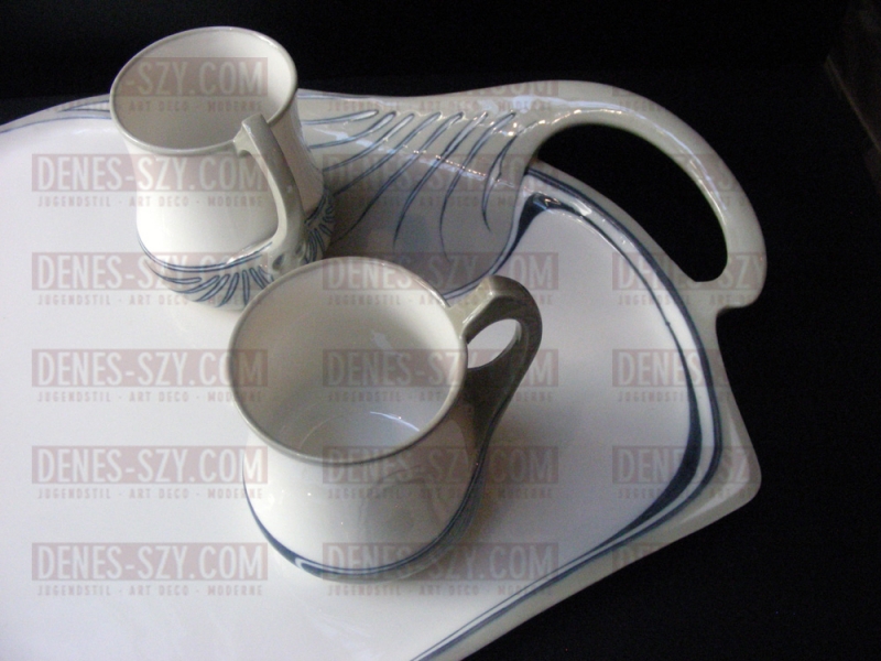 Tasse à cacao / tasse à chocolat Meissen Art Nouveau, Porcelaine Art Nouveau de Meissen, Motif 'Saxonia', Conception: Otto Eduard Voigt, mars 1904, Exécution: Koenigliche Porzellan Manufaktur Meissen vers 1904-10. Allemagne