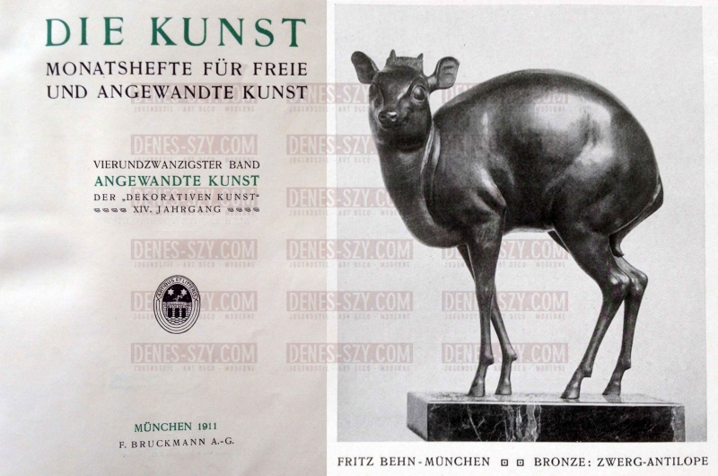 Figura in bronzo di antilope nana di Fritz Behn