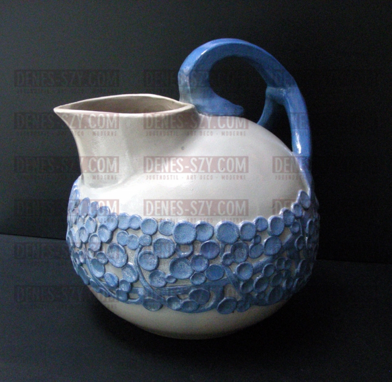 Brocca da vino, brocca versatrice, brocca in gres art nouveau, Design: Richard Riemerschmid circa 1909, Esecuzione: R. Merkelbach, Grenzhausen circa 1909, Westerwald, Germania