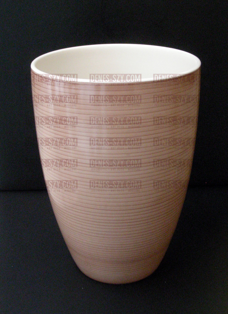 Vaso KPM porcellana di Berlino 1953 decoro a spirale bruno, scretto blu