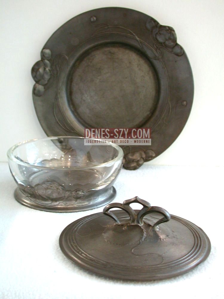 Art Nouveau Jam Jar #2125, Execution: ORIVIT AG, Koeln Braunsfeld around 1900-04, Orivit metal, cast, crystal glass