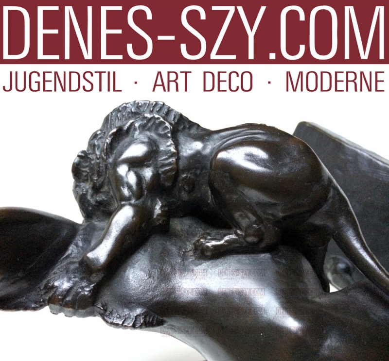 Fritz Behn lion allemand et girafe en bronze Art Deco