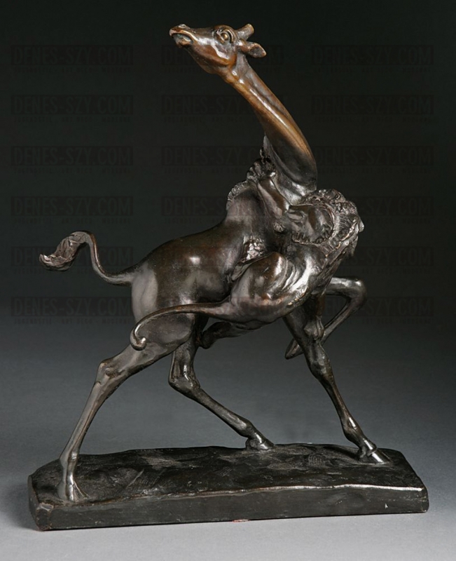 Fritz Behn lion allemand et girafe en bronze Art Deco