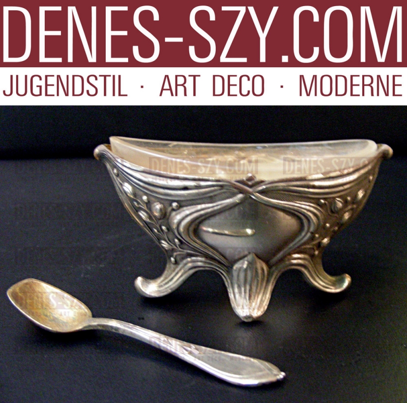 Koch & Bergfeld Bremen, Art Nouveau, Set of 4 silver spice containers