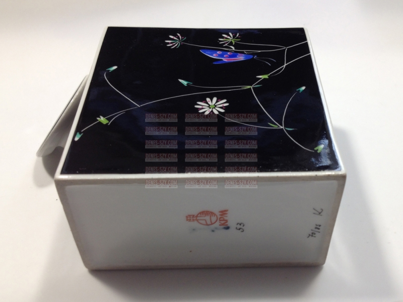KPM Berlin porcelain Urbino tea caddy, box moth Möckel