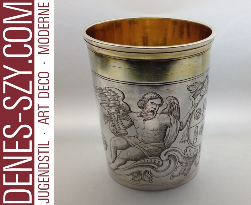 German Silver memento mori engraved beaker Dueren ca. 1780