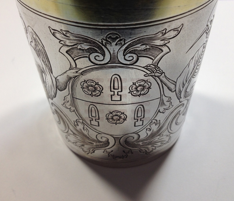 German Silver memento mori engraved beaker Dueren ca. 1780