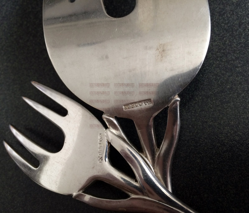 forchetta da pesce d'argento disegno di Heinrich Vogeler epoca liberty collezione tulipano