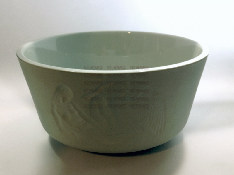 Bol, bol de service, "Leda" avec 3 scènes coupées profondes, Porcelaine, céladon, Conception: Siegmund Schütz 1936, Exécution: KPM Berlin 1930, Allemagne