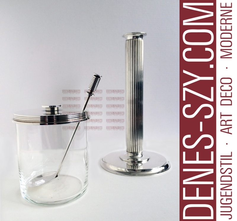 Georg Jensen silver Bernadotte, Baccarat glass, Preserve box 710