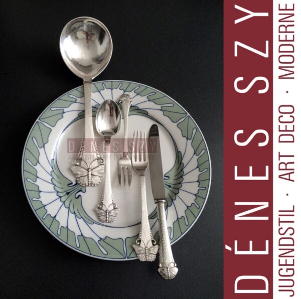 cucchiaio da bouillon in argento danese epoca liberty collezione farfalle