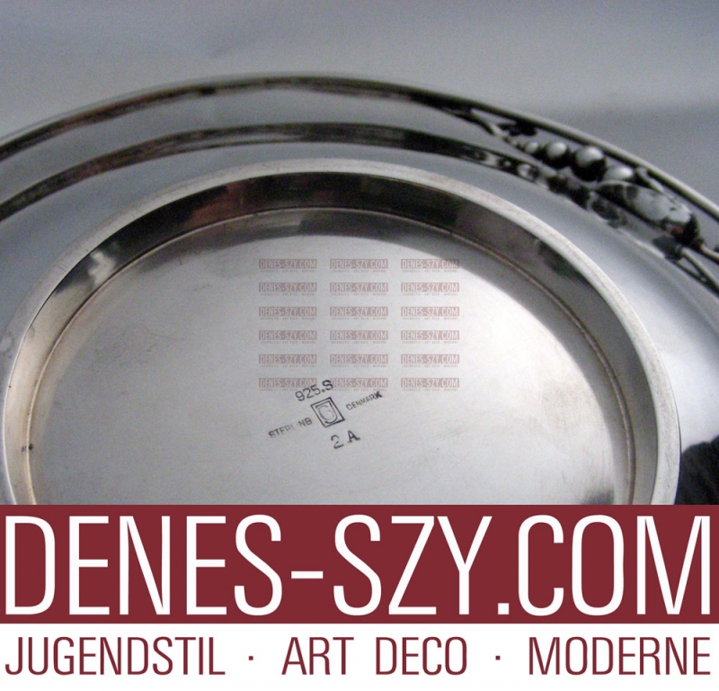 Georg Jensen silver blossom pattern round dish 2A