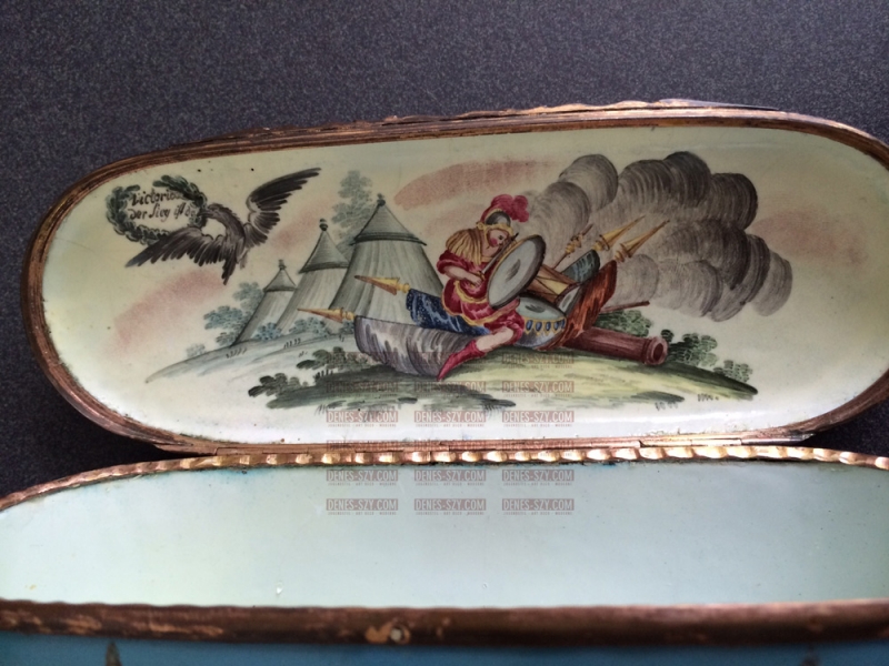 rare Prussian Imperial war enamel snuff box Frederic II. Berlin