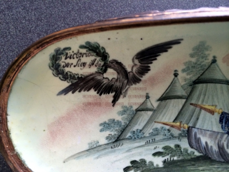 rare Prussian Imperial war enamel snuff box Frederic II. Berlin