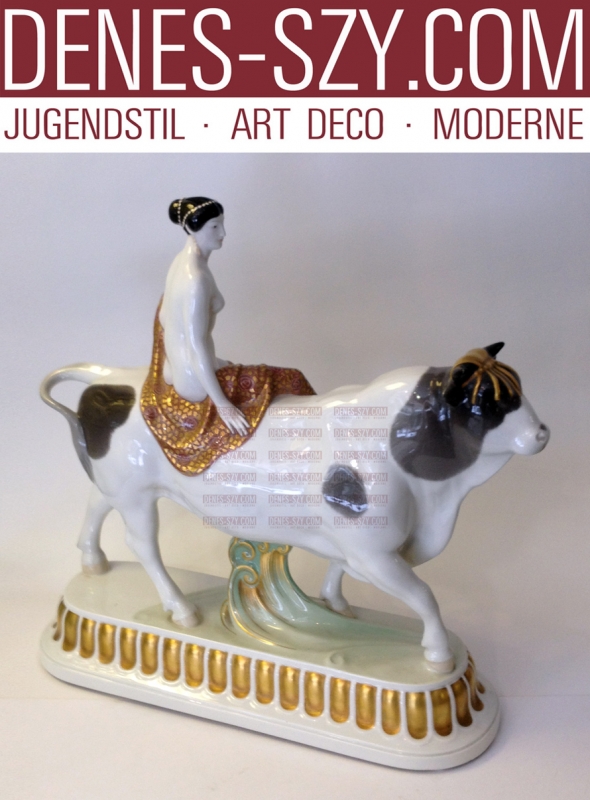 Royal KPM Berlino figura di porcellana dal corteo nuziale, LA SPOSA come Europa sul toro, disegno di Adolph Amberg 1904-1910