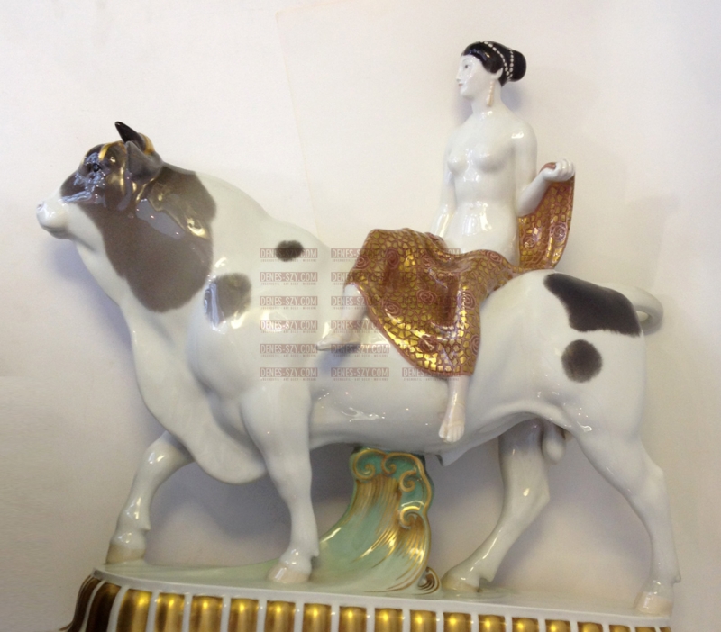 Royal KPM Berlino figura di porcellana dal corteo nuziale, LA SPOSA come Europa sul toro, disegno di Adolph Amberg 1904-1910