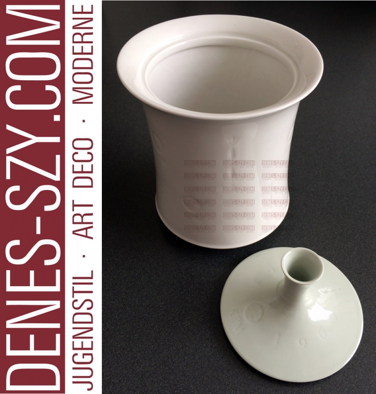 Grand boîte à biscuits en porcelaine, design pour le 200e anniversaire de KPM, Design: Trude Petri, basé sur le design de la boîte à couvercle "Hanseatic", Trude Petri 1957, Exécution: KPM Berlin 1963, Allemagne