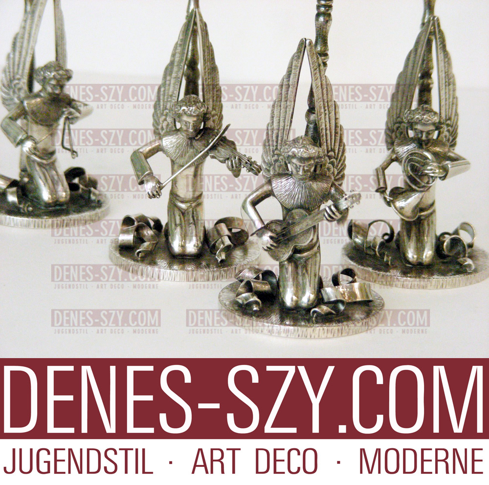 Art Deco Silber Engelskapelle Herbert Zeitner Kerzenleuchter
