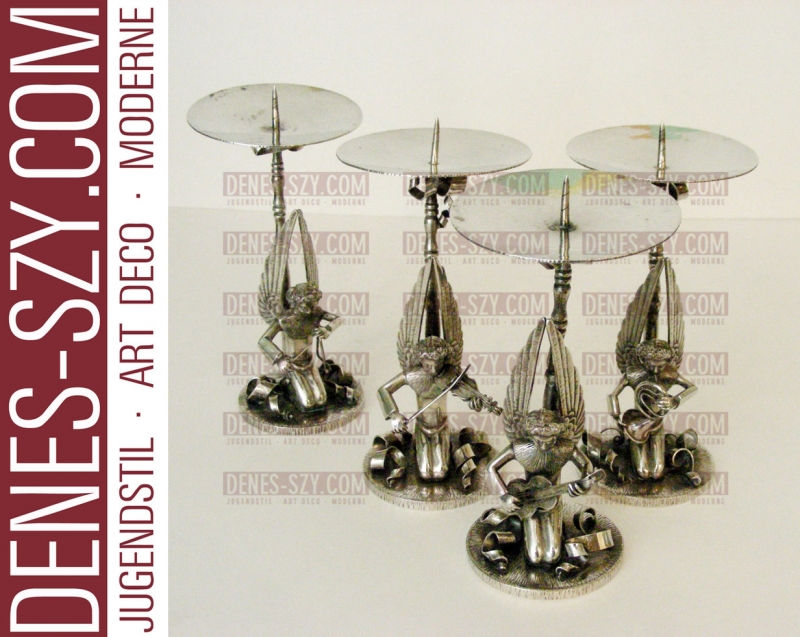 Art Deco Silber ENGELSKAPPELLE, Herbert Zeitner, Kerzenleuchter
