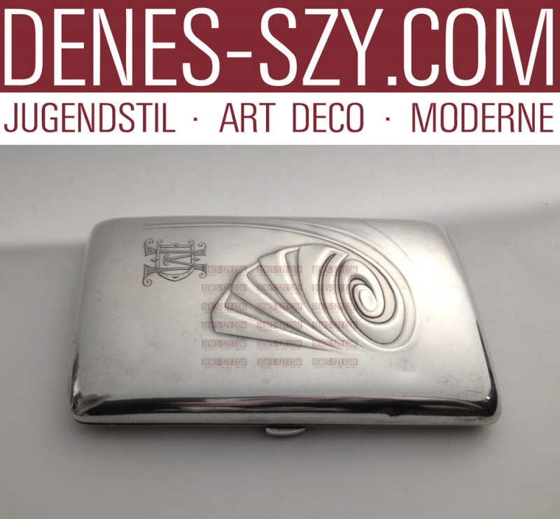 Patriz Huber large Art Nouveau silver case, Darmstadt 1901