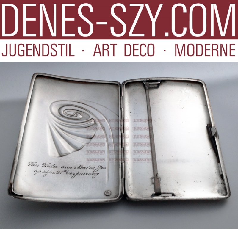 Patriz Huber large Art Nouveau silver case, Darmstadt 1901