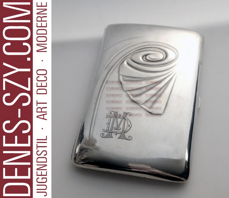 Étui Art Nouveau en argent, Conception: Patriz Huber 1901/02, Colonie d'artistes de Darmstadt, Allemagne, argent 800