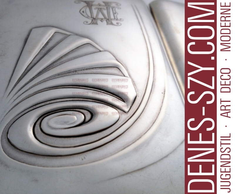 Étui Art Nouveau en argent, Conception: Patriz Huber 1901/02, Colonie d'artistes de Darmstadt, Allemagne, argent 800