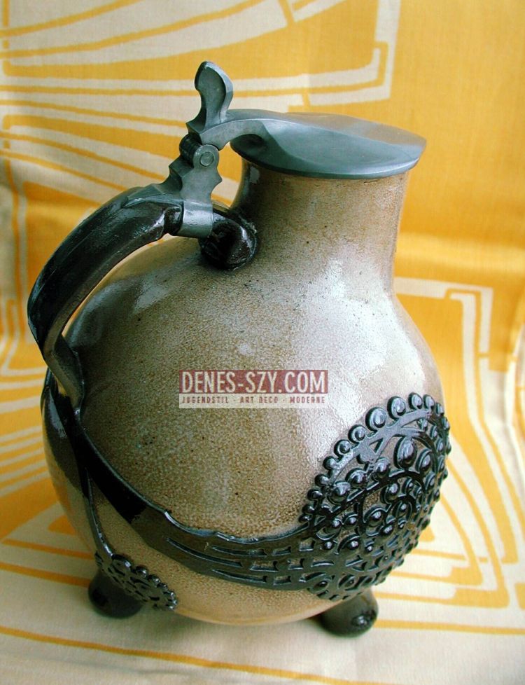 Pichet Art Nouveau, modèle : 1758, Conception : Richard Riemerschmid vers 1902, Exécution : R. Merkelbach, Grenzhausen Allemagne après 1909