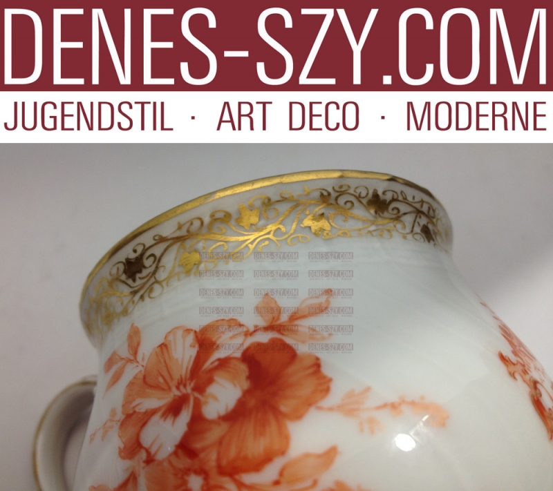 Pot de crème / tasse du service royal prussien Kaiser Wilhelm König von Preussen Exécution: KPM Berlin vers 1900/05, Marques: armoiries royales de la marque RW (alliage) Wilhelm Rex, marque de sceptre bleu sous glaçure u. marque orbe rouge