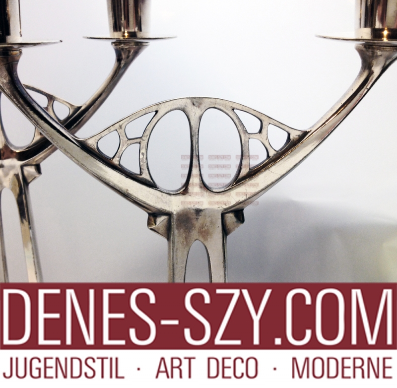 Paio di candeliere in metallo argentato stile liberty, WMF Germania