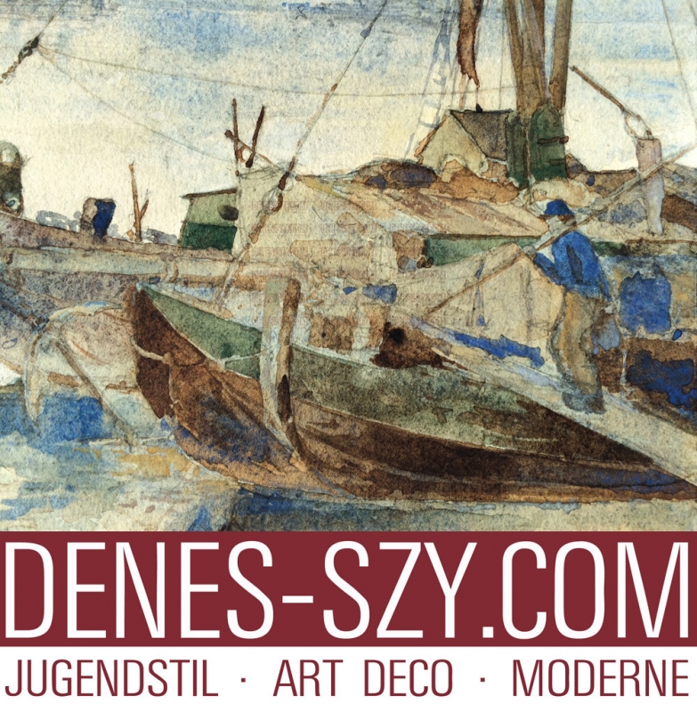 Ruedell, Carl (1855 Trèves - 1939 Cologne, Allemagne), La cathédrale de Cologne à l'heure bleue, 1900, Aquarelle sur papier.